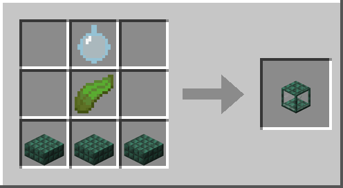 Crafting recipes for all eight globes, one after another: a glass bulb over what goes inside, over a base